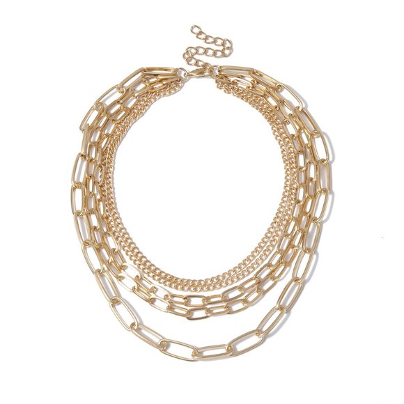 NEW Gold Multi Layer Link Chain Necklace - Picture 3 of 7